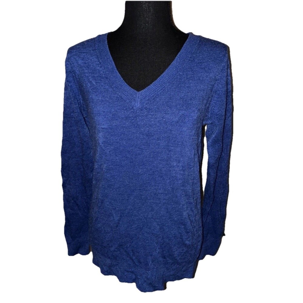Croft & Barrow Small Blue Long Sleeve Pullover 100% Acrylic V-Neck Sweater